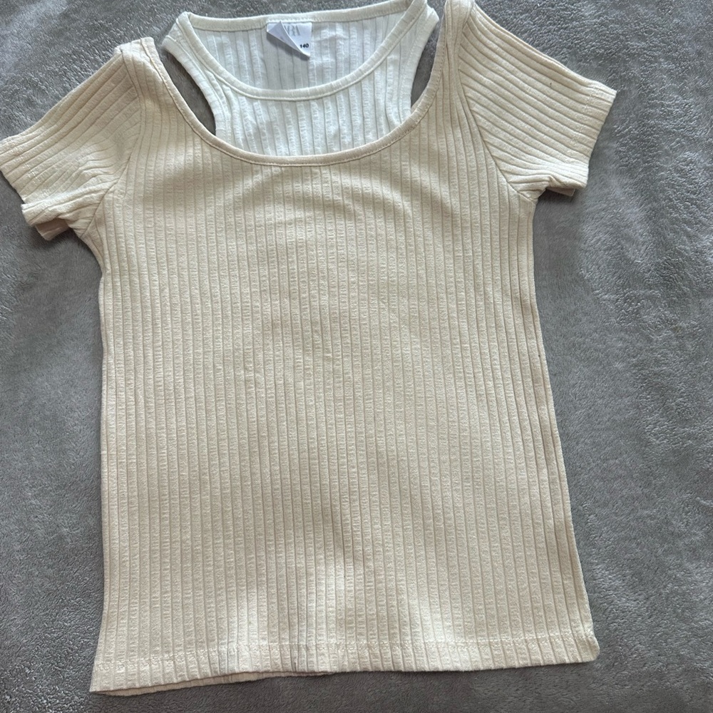 Zara Cream Ribbed Cutout Top - Picture 2 of 4